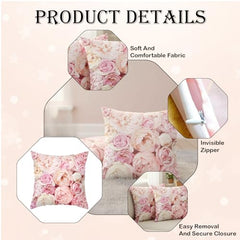 MOMISY Decorative Polyester Home Sofa Bedside Cushion Throw Pillow Covers, 45 x 45 cm, Pack of 2 (Rose-2)