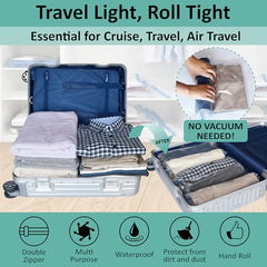 16 Travel Compression Bags Vacuum Packing, Roll Up Travel Space Saver Bags for Luggage, Cruise Ship Essentials (6 Large Roll/6 Medium Roll/4 Small Roll)