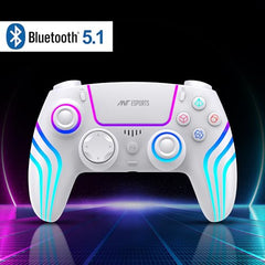 Ant Esports GP400 RGB 3-Mode Wireless Gaming Controller,1000Hz HallSense Precision Joysticks|PC,PS4,Android, iOS, Steam Deck & Switch |Bluetooth & 2.4GHz Wireless| Dual Vibration |Motion Control|White