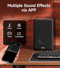 Edifier R990BT 2.0 Active Multimedia Speaker, 24W RMS Powered Desktop Speakers with Bluetooth V5.4, App Custom EQ, Sound Presets, MDF Wooden Enclosure, Dual RCA Inputs for Laptop, PC & Gaming, Black