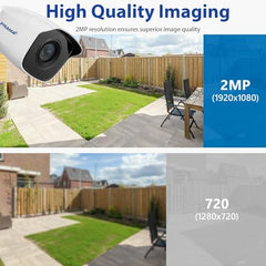 PRAMA PT-HTD70FOE-LPFS 2MP Ranginview Audio Fixed Turret Dome Camera, Built-in Microphone,1920 × 1080 Resolution, up to 20 Meters of IR Distance and 20 Meters of White Light Distance.