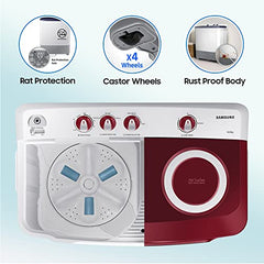 Samsung 8 kg, 5 star, Semi-Automatic Top Load Washing Machine (WT80C4200GG/TL, Air Turbo Drying, Light Gray, 5 Year Warranty on Wash Motor)
