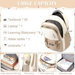 TS WITH TECHSUN College Laptop Backpack for Women & Teens with Zipper Pouch | School Bag for Girls 13-14 Years | 18 Inch Book Backpack | Travel School Bag, Tuition, Coaching (CAPYBARA - BROWN)