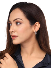 SYGA Little Pearl Earrings Set of 9, Celebrity Inspired Latest Stylish Silver Plated Hoop and Crystal Pearl Stud Earrings for Women(Silver)