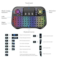 ETZIN Mini Wireless Keyboard,H20 with Touchpad, Colorful Backlit Small Wireless Keyb-oard,Full Size Touchpad, Handheld IR Remote Keyboard for Android TV Box Windows etc (EPL-600KM)