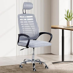 Casa Copenhagen Mesh Mid Back Office/Study/Computer/Revolving/Desk Chair for Work from Home -Metal Base, Height Adjustable Seat - Grey Milange & Black Handle