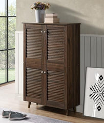 DeckUp Noordin 4-Door Shoe Rack (Walnut, Matte Finish)