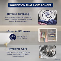 Electrolux 7.5Kg Vented Dryer Machine for Clothes, Reverse Tumbling, Smart Sensors, Colour Care, Drying Only - No Washing Function, UltimateCare 300, EDV754H3WB, White