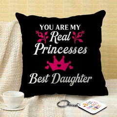 Gift for Daughter Birthday Special Birthday for Daughter Printed Cushion(12 inch X 12 inch with Filler with Keychian) Girls Pillow Daughters Day for Daughter and Girls (V) (D-5A)