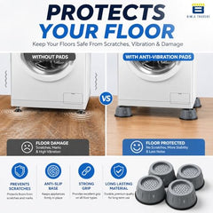 BTfash Premium Anti-Vibration Feet Pads Set for Washing Machine & Refrigerator | Easy Installation | Compact Design | Noise & Shock Reduction