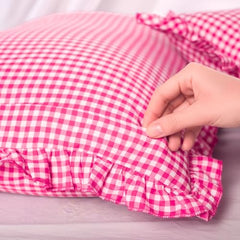 Sleepy Threads Pink Pillow Covers - Set of 2 | 27 x 18 Inch | Rectangular Checkered 220 TC Pillow Cases | Soft & Breathable with Envelope Closure | Throw Pillow Case for Sofa, Living Room, Bedroom