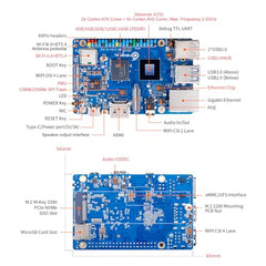 Orange Pi 4 Pro 6GB LPDDR5 8 Core 64 Bit Single Board Computer, 3TOPS AI NPU Allwinner A733 WiFi 6 & Bluetooth 5.4 Frequency 2.0GHz Mini PC Run Android, Linux, Orange Pi OS