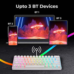 Zebronics Max Ninja 61W Mechanical Keyboard, 60% Compact Layout, Tri-Mode Rechargeable, N-Key Rollover, Linear Red Switches, 1000Hz Polling Rate, 61 Keys, Software Support, Win & Mac Support