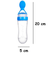 SYGA Baby Training Silicone Spoon Rice Cereal Squeeze Baby Bottle Spoon Safe Tableware Baby Feeding Tools_Blue