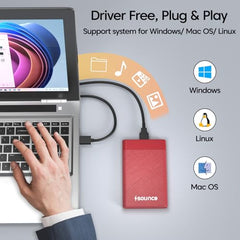 Sounce 2.5-Inch SATA to USB Type-C 3.1 External HDD/SSD Enclosure | 6Gbps UASP Speed | Tool-Free Design | Compatible with 7mm & 9.5mm Drives up to 6TB | Plug & Play | Shockproof Portable Case (Type C)