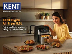 KENT Digital Air Fryer 5L | 1400W | Bake, Grill & Roast | Up to 80% Less Oil Usage | 8 Preset Menu | Rapid Heat Circulation | Digital Display & Touch Control Panel | Glass Window with in built Light