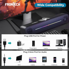 FRONTECH 1.0 USB Powered Multimedia Speakers with RGB Lights, 10W Output Power, AUX/USB Connectivity, for Laptop, PC, Mobile, Volume Control (SPK-0008, Black)