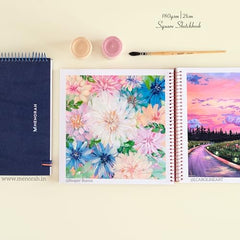 MENORAH - Artist Square Sketch Book - 180 GSM - Square Drawing Book - (100 Pages/50 Sheets) - Hard Metal Spiral Bound - (15.0 cm x 15.0 cm) - Pink