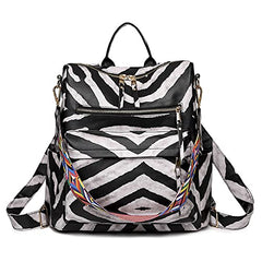 MOMISY Backpack Women Rucksack handbag and Shoulder PU Leather Travel Daypack Waterproof Ladies Girls College School Bag- Black Zebra