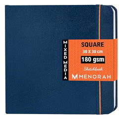 MENORAH - Artist Square Sketch Book - 180 GSM - Square Drawing Book - (100 Pages/50 Sheets) - Hard Metal Spiral Bound - (15.0 cm x 15.0 cm) - Pink