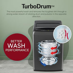 LG 7.5 Kg 5 Star Smart Inverter Technology Fully Automatic Top Load Washing Machine (T75VBMB1Z, Auto Prewash, Turbodrum, Stainless Steel drum, LED Display, Smart Diagnosis, Middle Black)