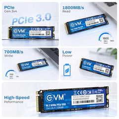 EVM Internal SSD Interface PCle Gen 3x4 Fast Performance, Ultra Low Power Consumption NVME PCIe SSD (EVMNV/256GB, Black, 256GB)