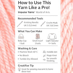 WOAFASHIONS - World of Arts Impulse Hand Knitting & Crochet Yarn, Premium Acrylic, 4 : Medium (Anchor Grey) (100gms / 3.5oz / 200mtr / 218yds)