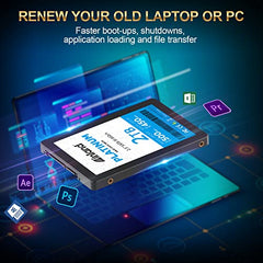 INLAND Platinum 2TB SSD TLC 3D NAND SATA III 6Gb/s 2.5 Inch Internal Solid State Drive, Upgrade Desktop PC or Laptop Memory and Storage