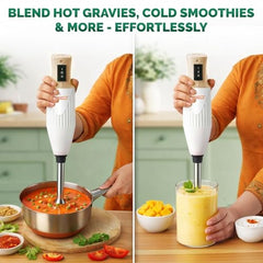 Kanchan Majesty Hand Blender with 3 Stainless Steel Blades Mincer, Whisking, Beater | Electric Blender for Kitchen with Low Noise Powerful 180W Copper Motor 2-Speed Control - 2 Year Warranty (Beige)