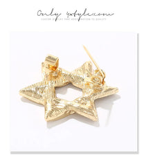 SYGA Brooch Pin Fashion Crystal Rhinestone Jewellery Pin Vintage Clothing Accessories Decoration Diamond-Filled Six-Pointed Star Gold Brooches For Men's - S90