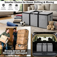 Storite Jumbo Super-Size 81 L Canvas Moisture Proof Heavy Duty Storage Bag | for Toys/Stationery/Blankets/Clothes/Moving Bags MultiPurpose With Strong Reinforced Handles Rectangular Cream (87x26x36 cm)