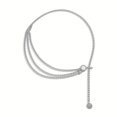 SYGA Women's Metal Waist Chain Dress Decorative Chain Adjustable Waist Thin Belt(Silver)