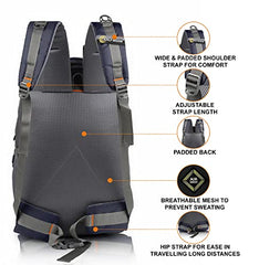 Half Moon Extra Large Size 55L Rucksack Bag/Trekking Bags for Men, Black | With Laptop Compartment | For Luggage Pack Tracking Hiking Travel Backpack for Man & Women