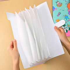 SYGA Cartoon Astronaut 6-Gate File Folder for A4 Student Exam Paper Organizing and Storage(Cyan)