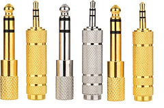 LipiWorld® Headphone Adapter 6.35mm Male to 3.5mm Female and Audio Stereo Plug 3.5mm Male to 6.35mm Female (Available Color 6 Pieces Combo)