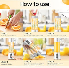 New Portable Electric Nail Drill Juicer 380ML USB Rechargeable Blender Heavy Duty Juicer, 6 Blades, Mini Handheld Fruit Hand Mixer for Home & Outdoor Use (Multicolor)