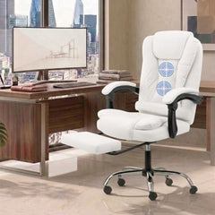 Casa Haus Italia Premium Leatherette Office Chair for Work | Boss Chair, Ergonomic Executive, Luxurious Cushioned Arms & Seat, 2 Point Back Massager, Heavy Duty Metal Base (Burgundy)