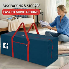 Kuber Industries 2 Pcs Blankets/Clothes Storage Bag | Heavy Duty Nylon 1680 Denier Underbed Storage Bag | Moving Bags with Strong Handle | Moisture Proof | Red & Blue