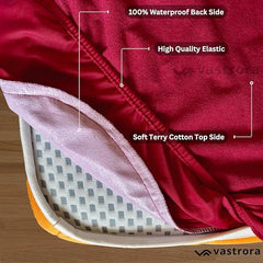 Vastrora 100% Waterproof Mattress Protector Queen Size 5x6 Ft | 60x72 in | Pee & Urine Proof Mattress Cover | Elastic All-Around | Terry Cotton Fitted Bed Cover | Noiseless, Breathable Bed Protector