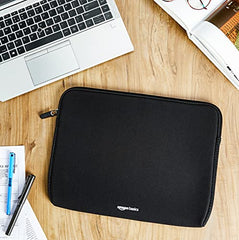 Amazon Basics laptops Sleeve Case Cover Pouch for 13"/33 cm for Men and Women | Slim Profile Neoprene, Soft Puffy Fabric Lining, 360 Protection, Smooth and Premium Zipper (Black)