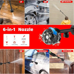 STARQ Turbowash Cordless Portable 48V Pressure Washer Gun, Double Battery, 18000mAh, High Pressure Water Gun for Car & Bike Wash, 6-in-1 Adjustable Nozzle, 5M Hose with Charger
