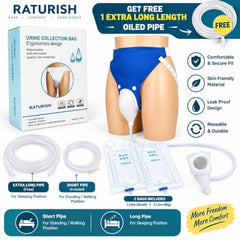 RATURISH Wearable Urine Collector for Women | Soft Silicone Reusable Leakproof Urine Collection Bag | Adjustable & Comfortable Fit | Portable Washable Female Urine Collector | Odour - Free 1L & 2L Bags | White/Grey/Blue | for Women