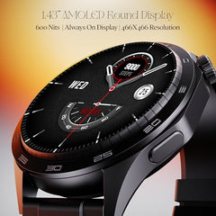 boAt Enigma Radiant Luxury Watch for Man w/1.43"(3.63 cm) AMOLED Display, AOD, Premium Metal Build, Round Dial, 200+Watch Faces, Upto 7 Days Battery Life, Fitness smartwatch for Men (Metal Black)