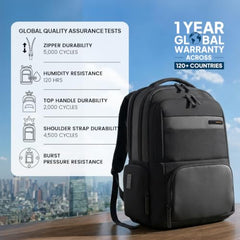 American Tourister Verve 17" Laptop Backpack | USB Charging Port | Smart Trolley Sleeve | Hidden Pocket | Tractum Suspension Straps | Office Bag for Men and Women | Black | 1 Year Global Warranty