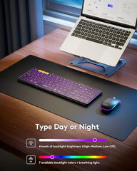 Samsers Foldable Keyboard&Mouse, Samsers Folding Bluetooth Keyboard Mouse Combo, 2.4G + BT5.0 x 2, Full-Size Portable Travel Keyboard & USB-C Rechargeable Wireless Mouse for iOS Android Windows Mac OS