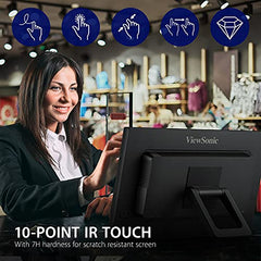 ViewSonic TD2223-2 | 55.88 Cm (22") Touch Monitor 10-Point Touch| 7H Hardness | IR Touch Tech| 75Hz | Dual Speaker| USB, HDMI, DVI, VGA