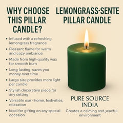 Pure Source India Paraffin Wax Scented Pillar Candles for Home Decor Smokeless & Dripless Candle (Rose - Red) Set of 3.