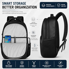 BIGBERRY Rodeo 2.0 Leatherite Faux Leather Laptop Backpack for Men & Women | Water Resistant 2 Compartment Casual Daypack | 15.6 Inch Laptop Bag for Office, College, Travel & Daily Use, Navy Blue