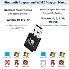 AUSHA® USB RTL8723BU Wireless WiFi Dongle 2 in 1 USB Bluetooth WiFi Adapter for PC Computer