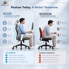Oakcraft Hurricane Premium Ergonomic Office Chair | Dynamic 2D Lumbar Support | High-Back Executive Chair for Office, Home & Workstation